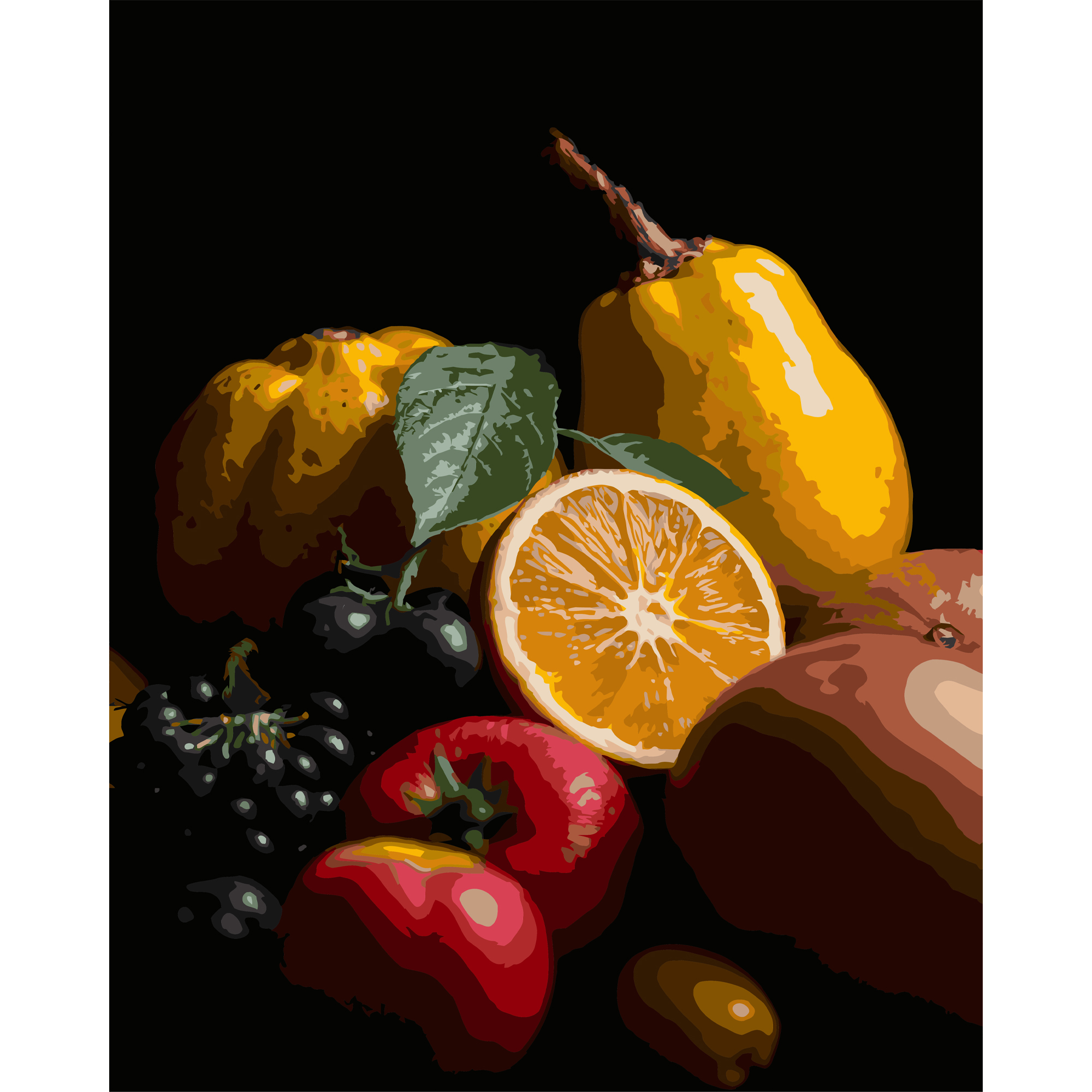 Цитрусовый натюрморт на черном фоне 40Х50 (AH1262)