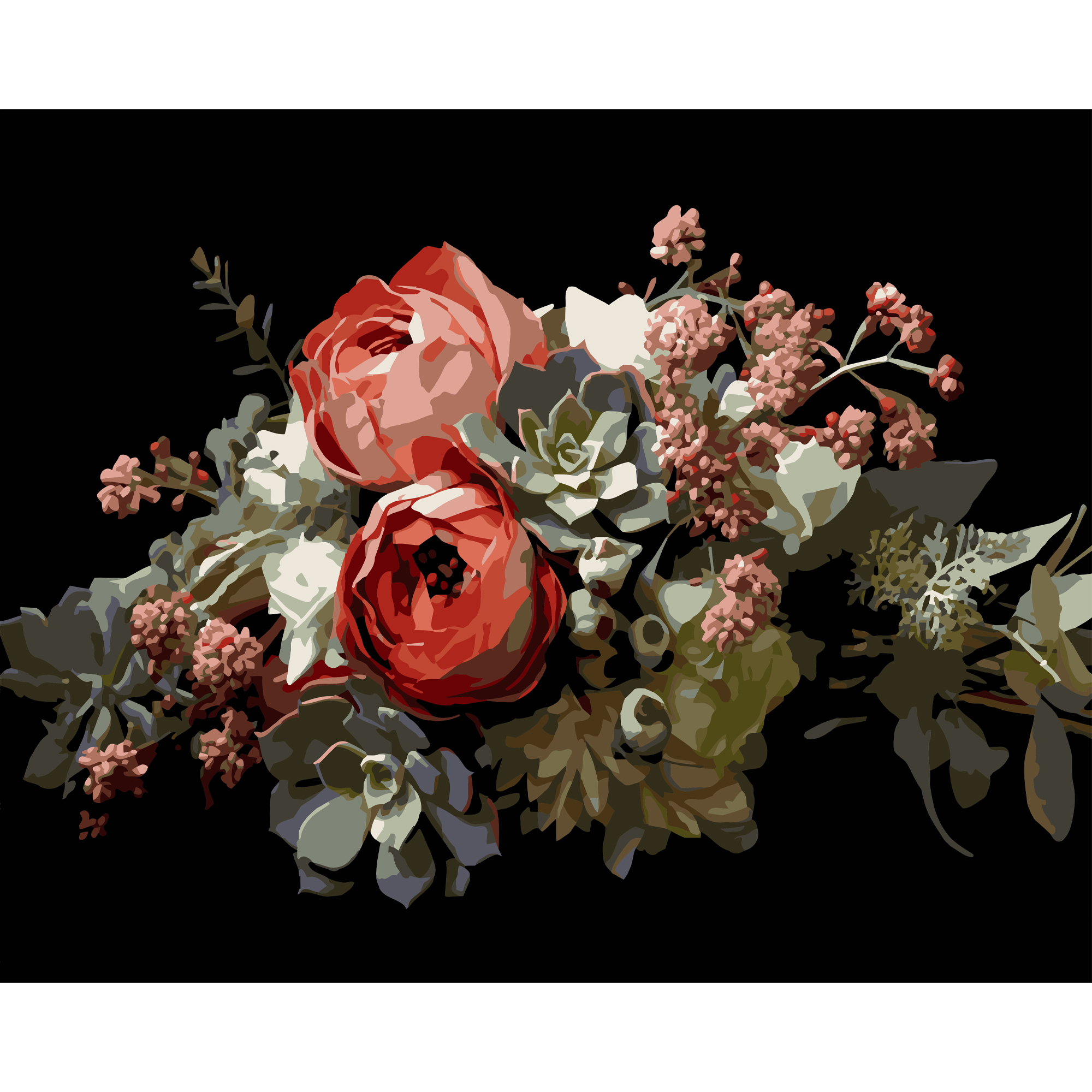 Осіння композиція на чорному фоні 40Х50 (AH1270)