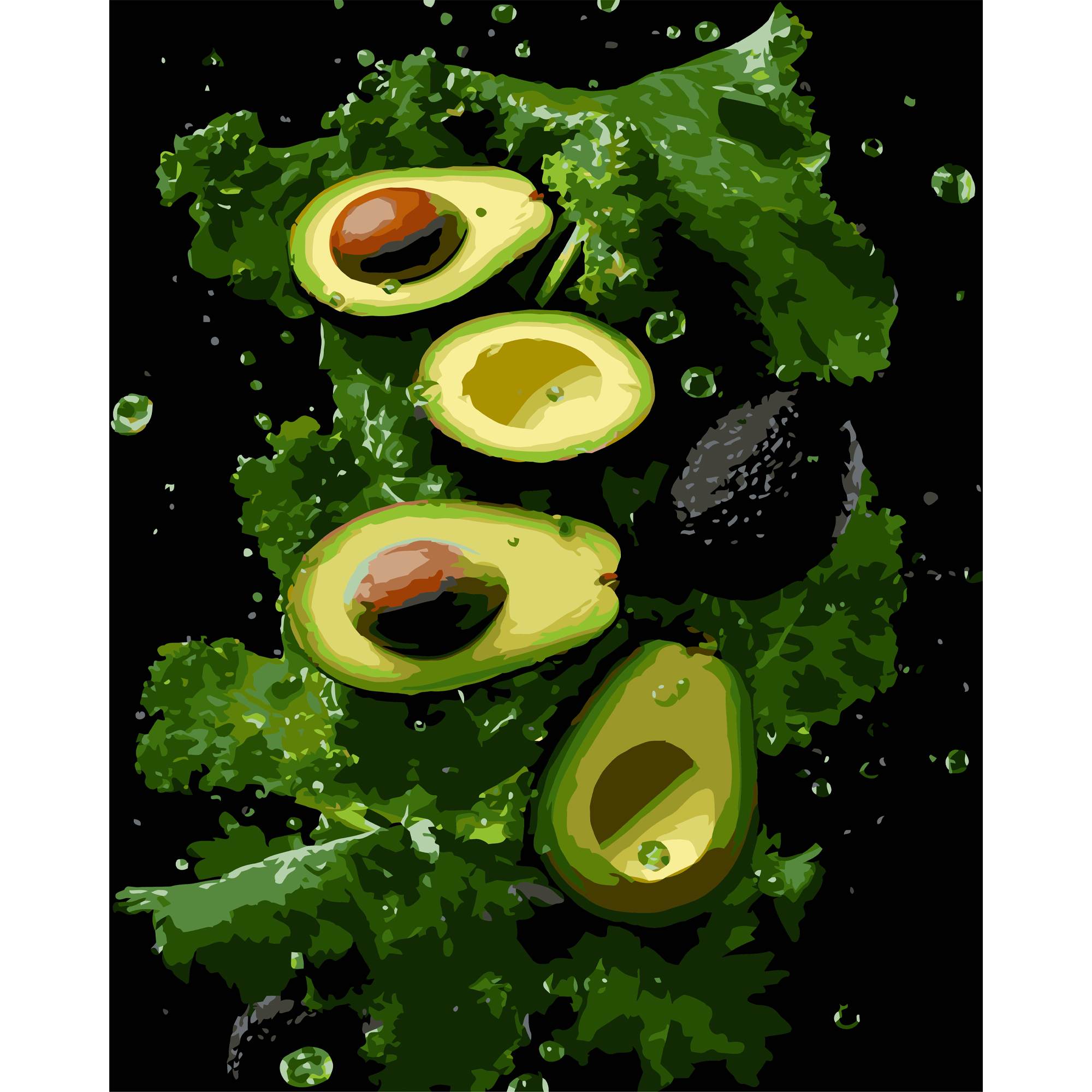 Зелений смак авокадо на чорному фоні 40Х50 (AH1271)