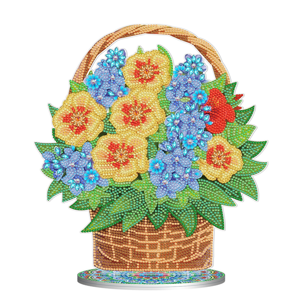 Flowers in a basket on a stand 30x30 cm (BJP10)