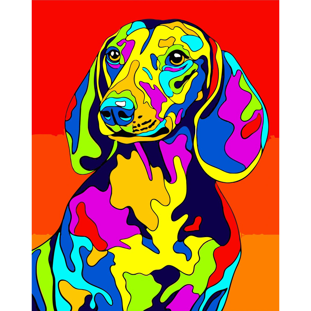 Pop art dachshund without subframe size 40x50 cm (BR001)