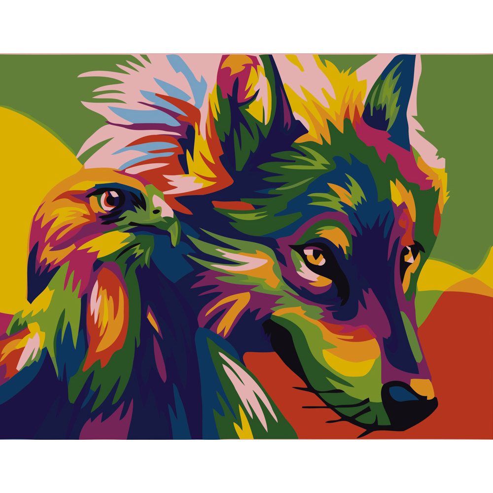 Pop art wolf and eagle without subframe size 40x50 cm (BR005)