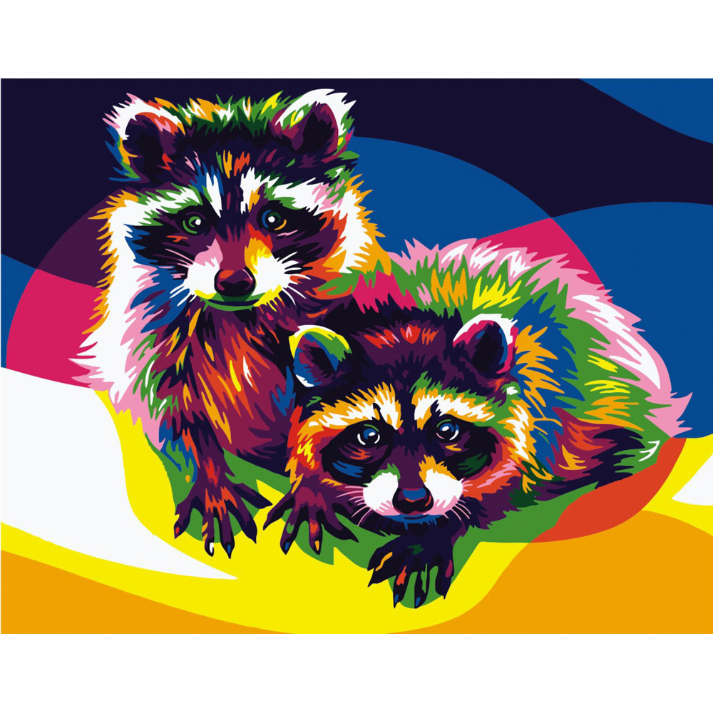 Pop art raccoons without subframe size 40x50 cm (BR006)