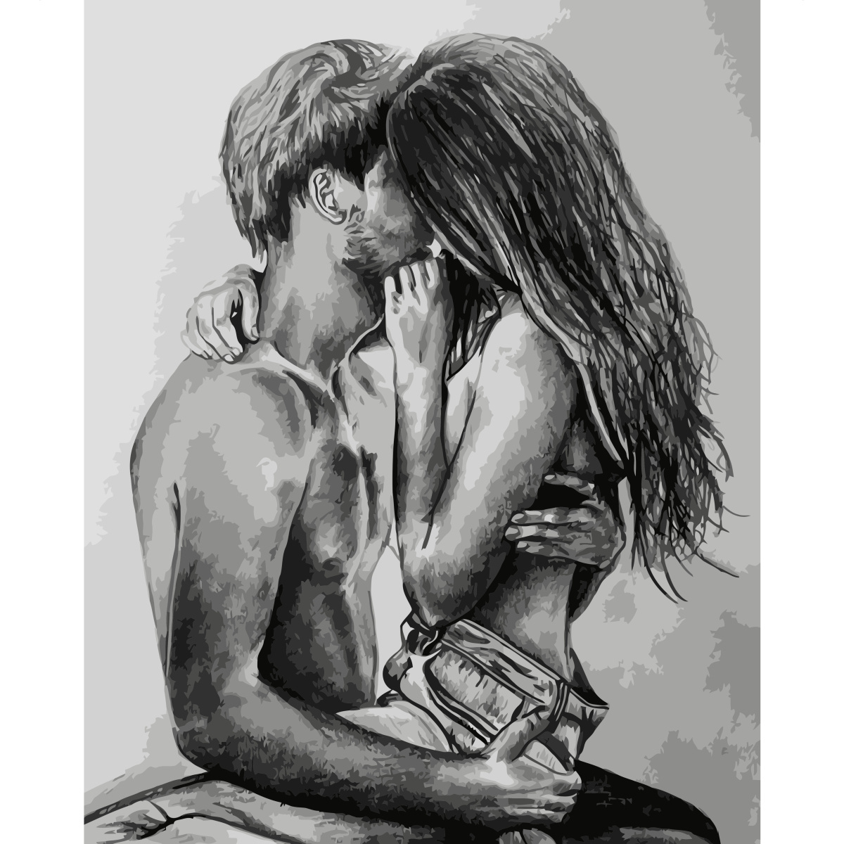 Love in pencil in B/W without subframe size 40x50 cm (BR009)