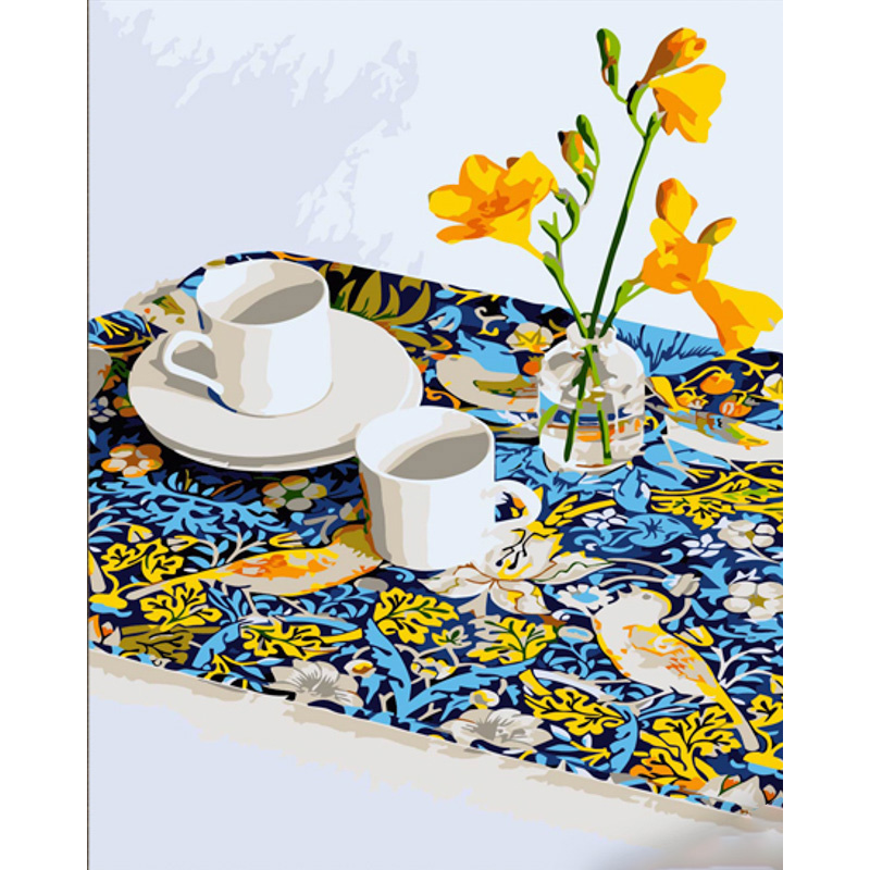Colorful tea party with varnish and with an increase in size 40x50 cm (DY405)