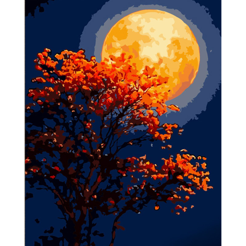 Red full moon with varnish and with an increase in size 40x50 cm (DY406)