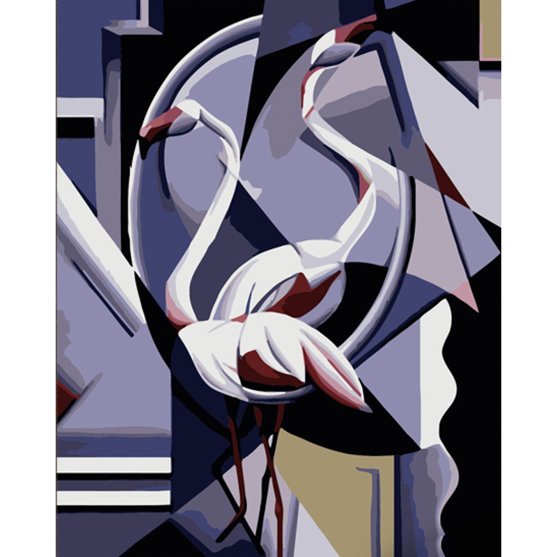 Storks in abstraction with varnish and with an increase in size 40x50 cm (DY413)