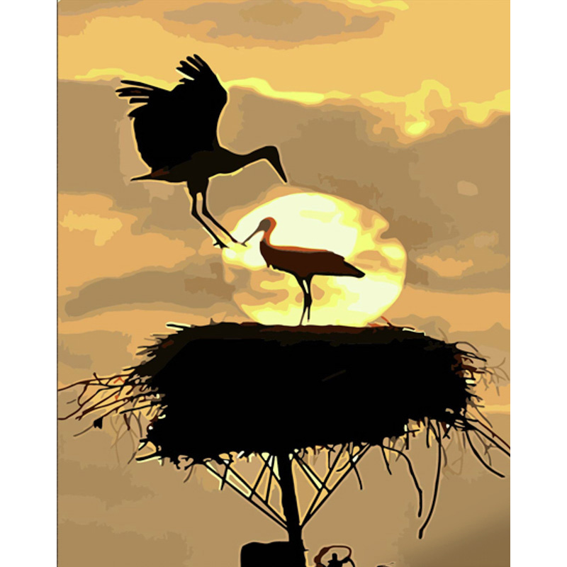 House of storks with varnish and with an increase in size 40x50 cm (DY417)