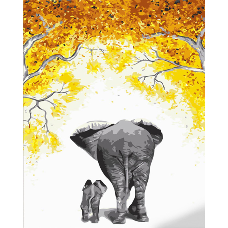 Elephant family with varnish and with an increase in size 40x50 cm (DY432)