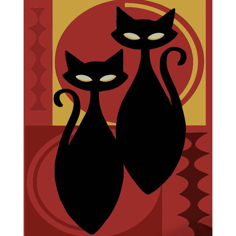 Two abstract cats with varnish and with an increase in size 40x50 cm (DY440)