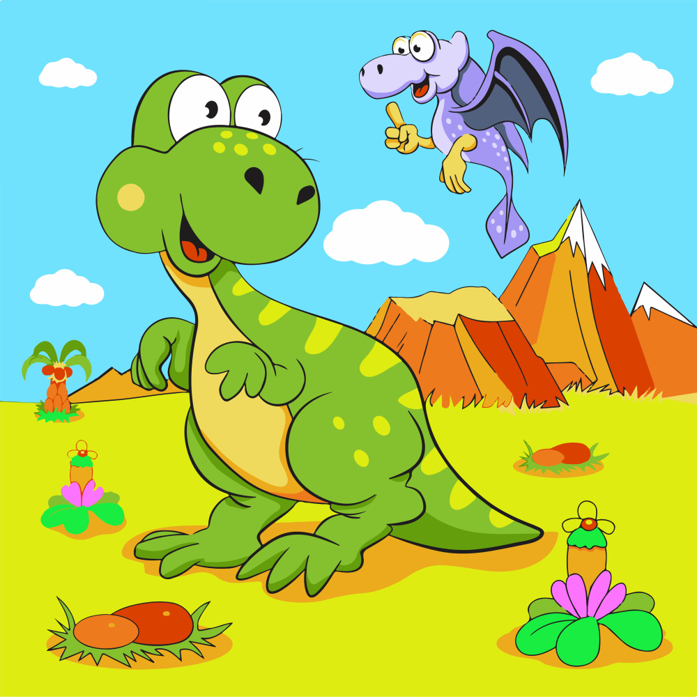 Dinosaurs Travelers with varnish and level, 30x30 cm (ES-0806)