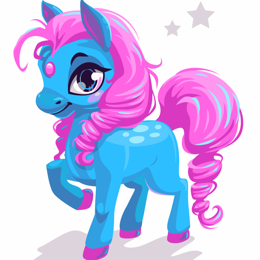 Cheerful pony with varnish and level, 30x30 cm (ES-0832)