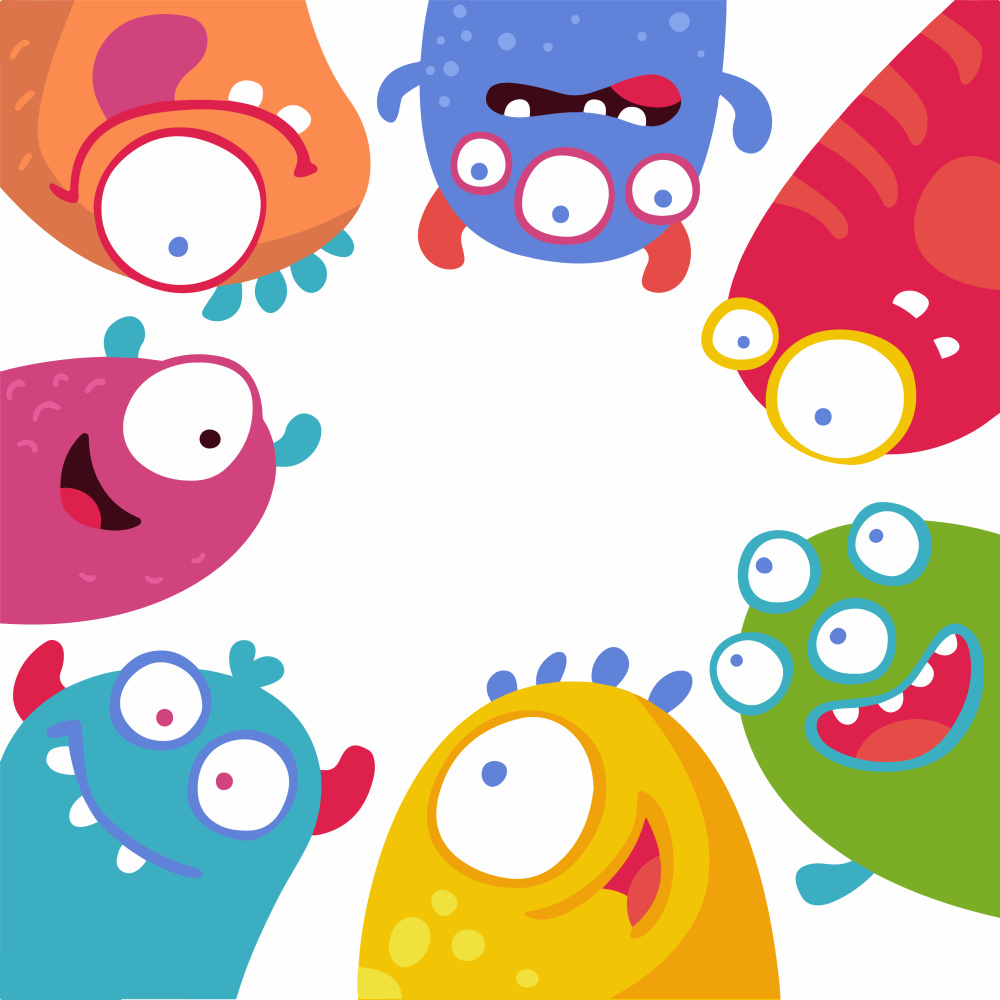 Monsters watching with varnish and level, 30x30 cm (ES-0836)