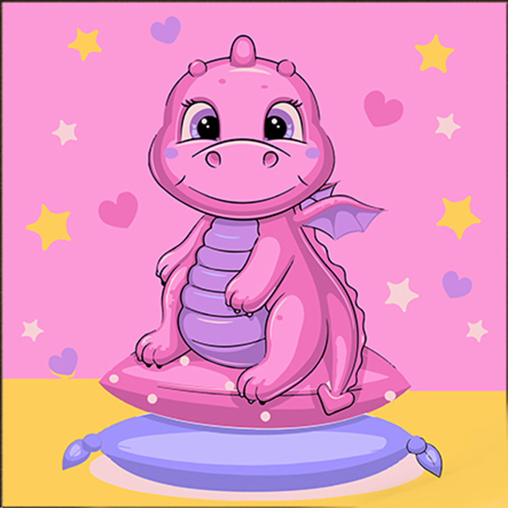 Cute dragon with varnish and level, 30x30 cm (ES-0853)