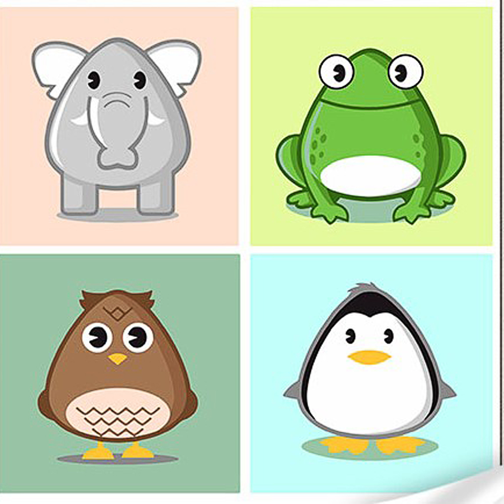 Funny animals with varnish and level, size 30x30 cm (ES-0861)