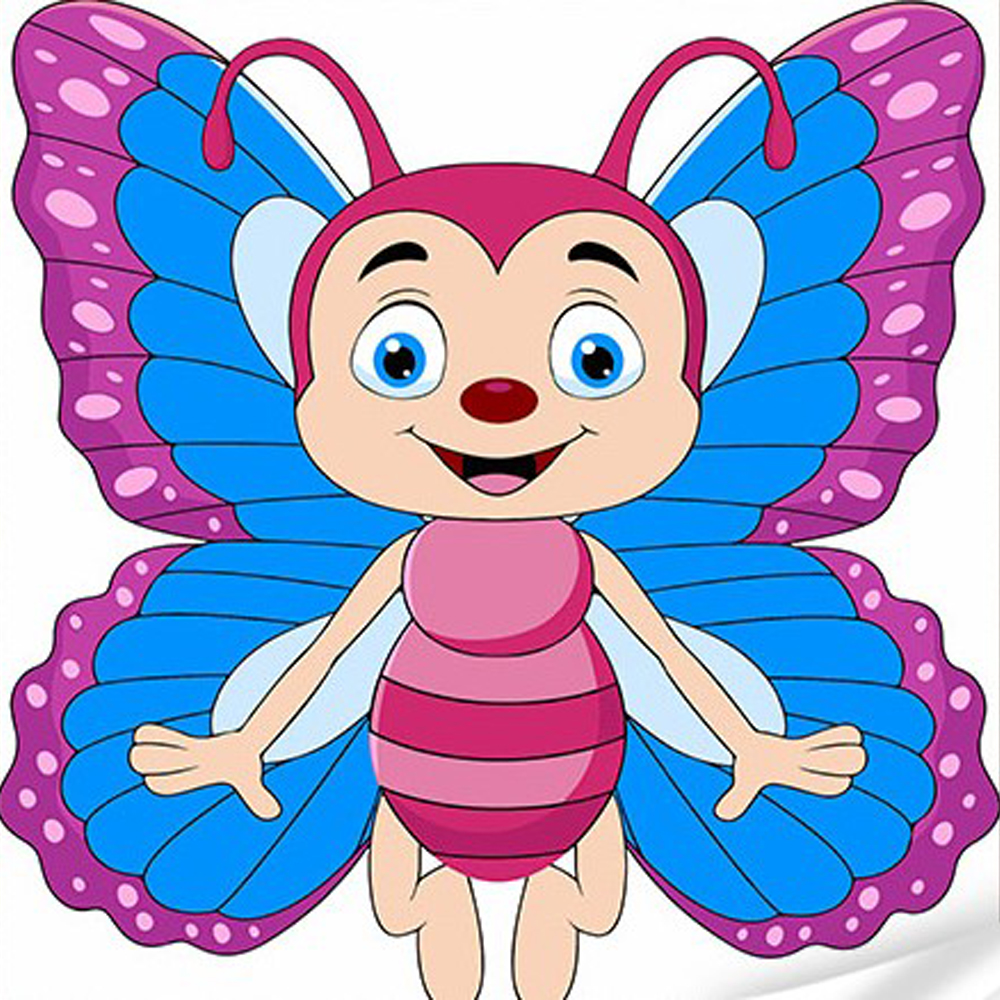 Cartoon funny butterfly with varnish and level 30x30 cm (ES-0874)