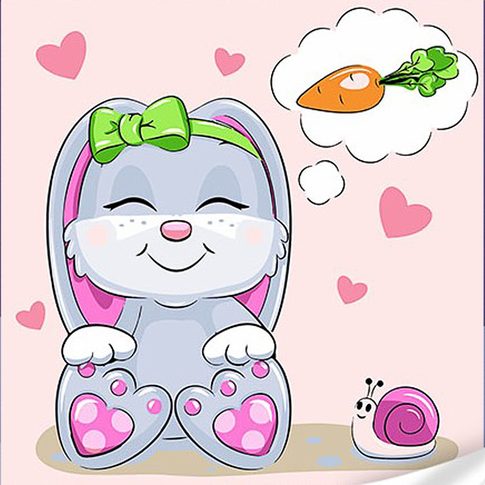 Rabbit with a carrot with varnish and level, size 30x30 cm (ES-0876)