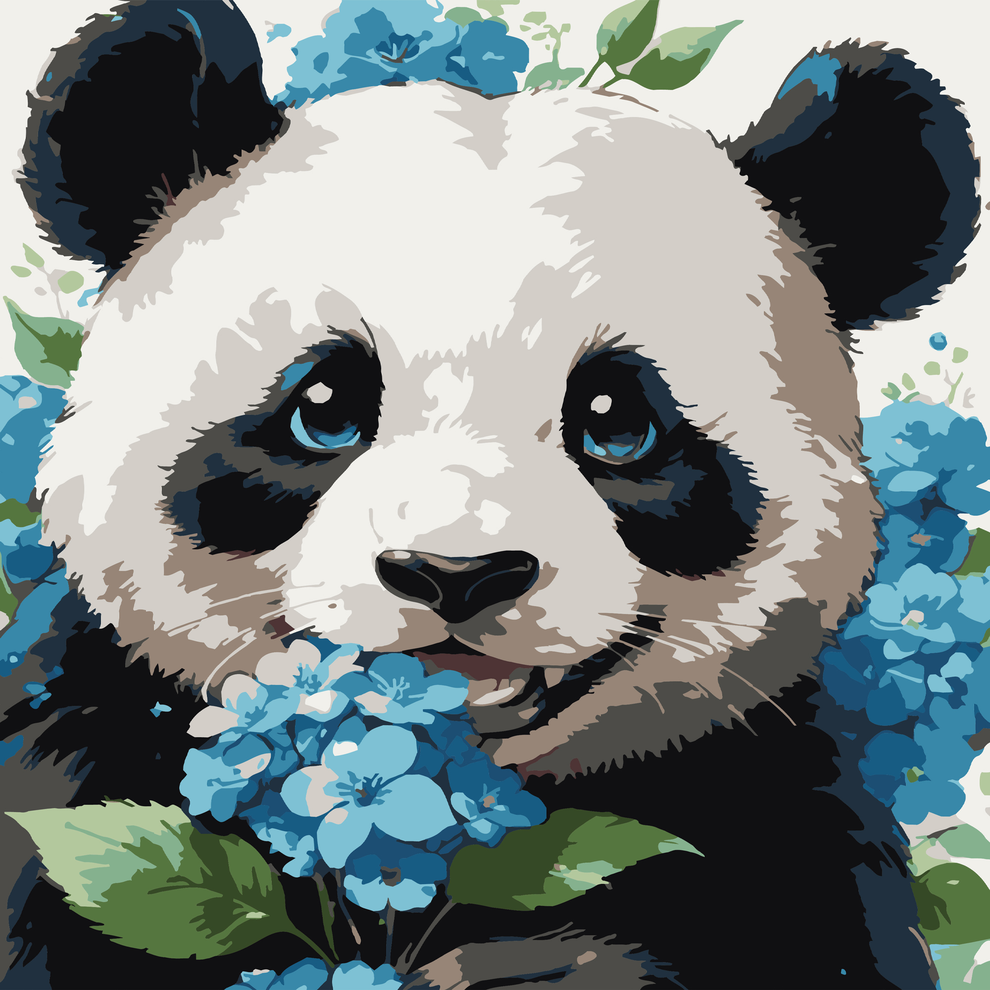 Панда серед квітів  30х30 (ES-0903)