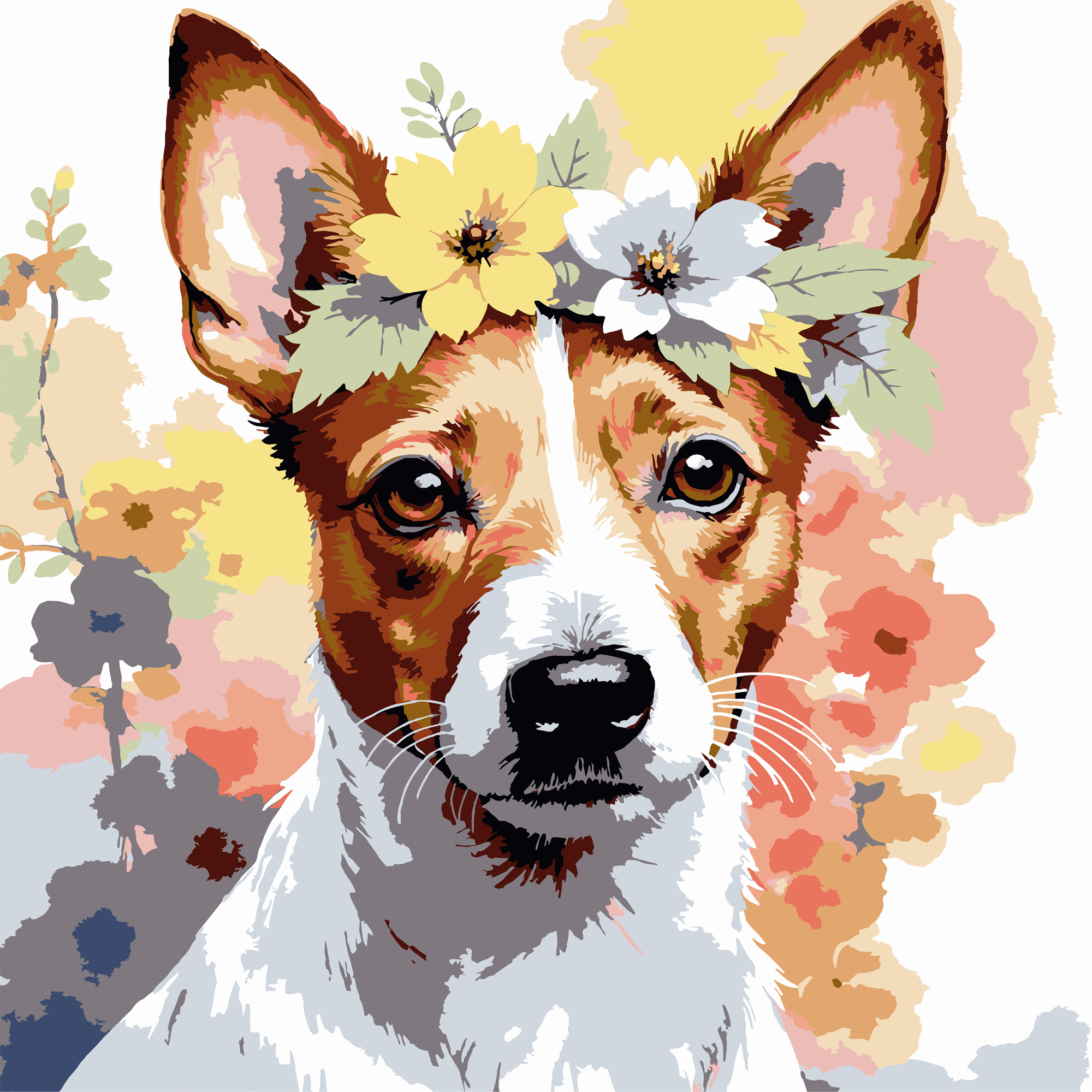 Квітковий пес  30х30 (ES-0907)