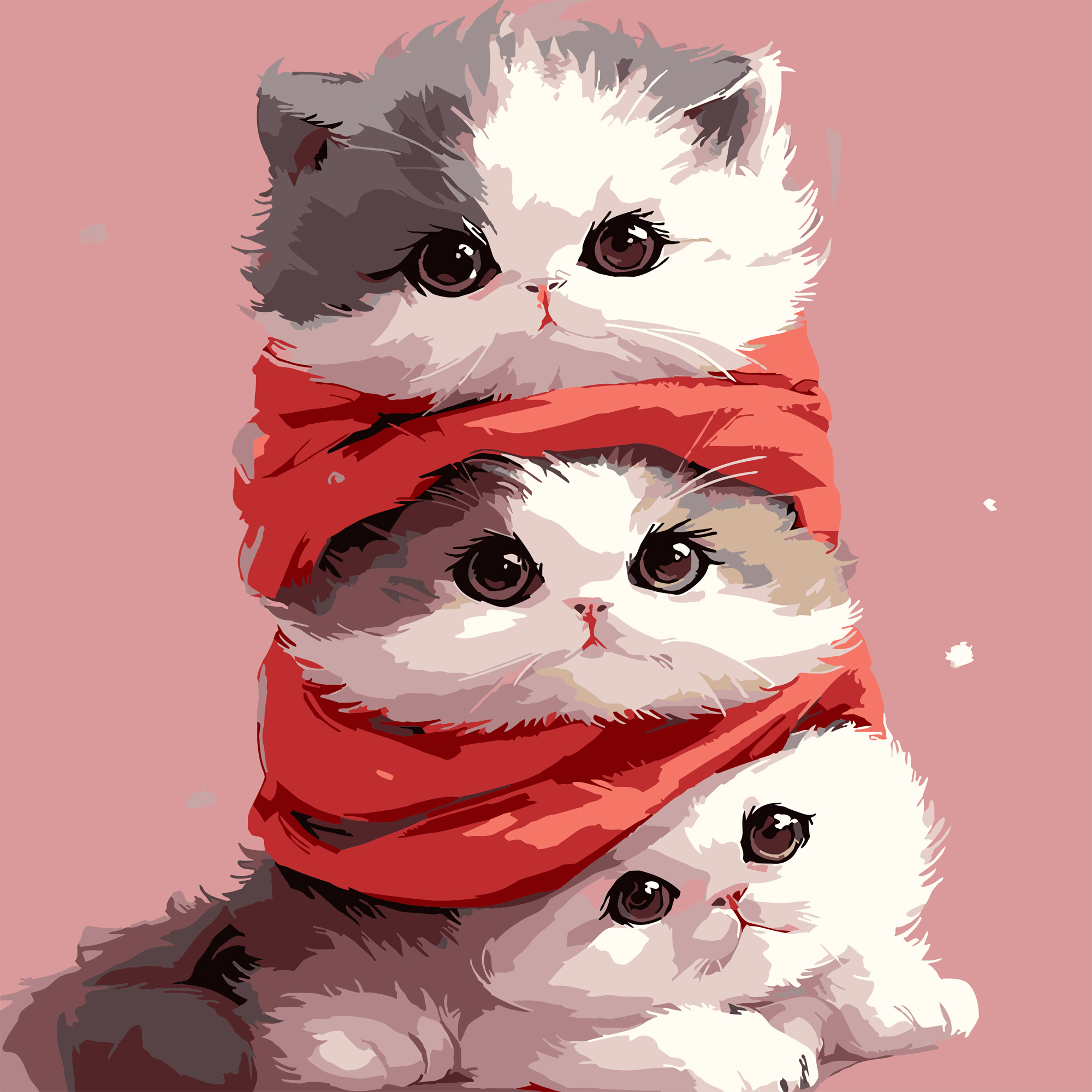 Кошенята в шарфику  30х30 (ES-0909)