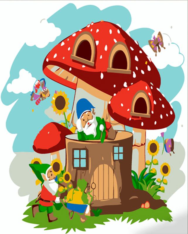 Gnomes in the yard size 30x30 cm (ES143)