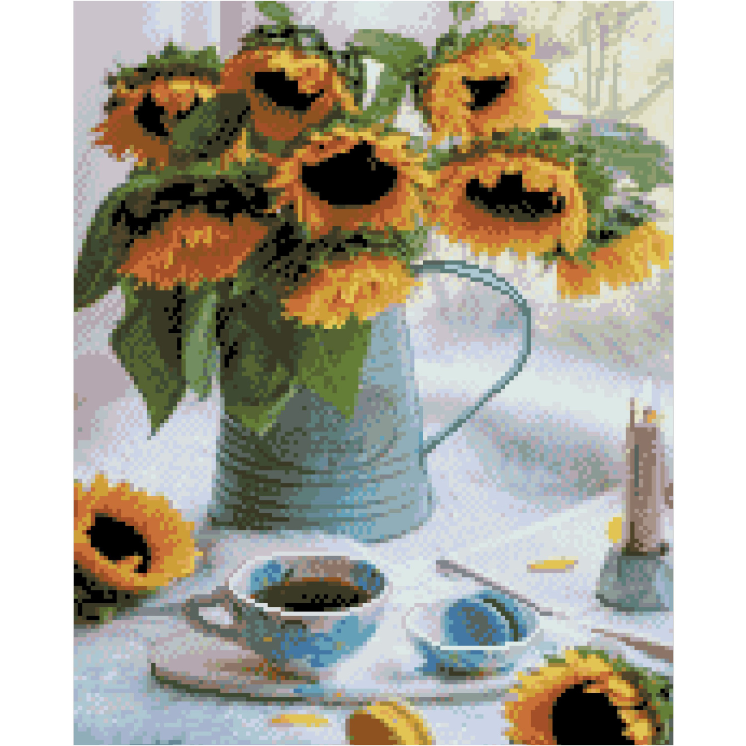 Diamond painting Strateg PREMIUM Sunflowers in a jar size 40х50 sm FA40863