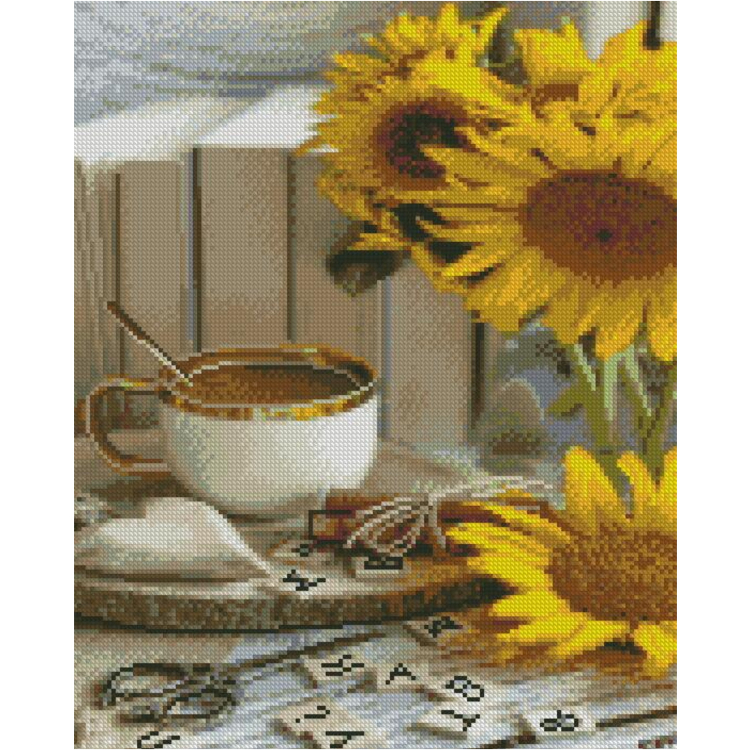 Diamond painting Strateg PREMIUM Coffee and sunflowers size 40х50 sm FA40892