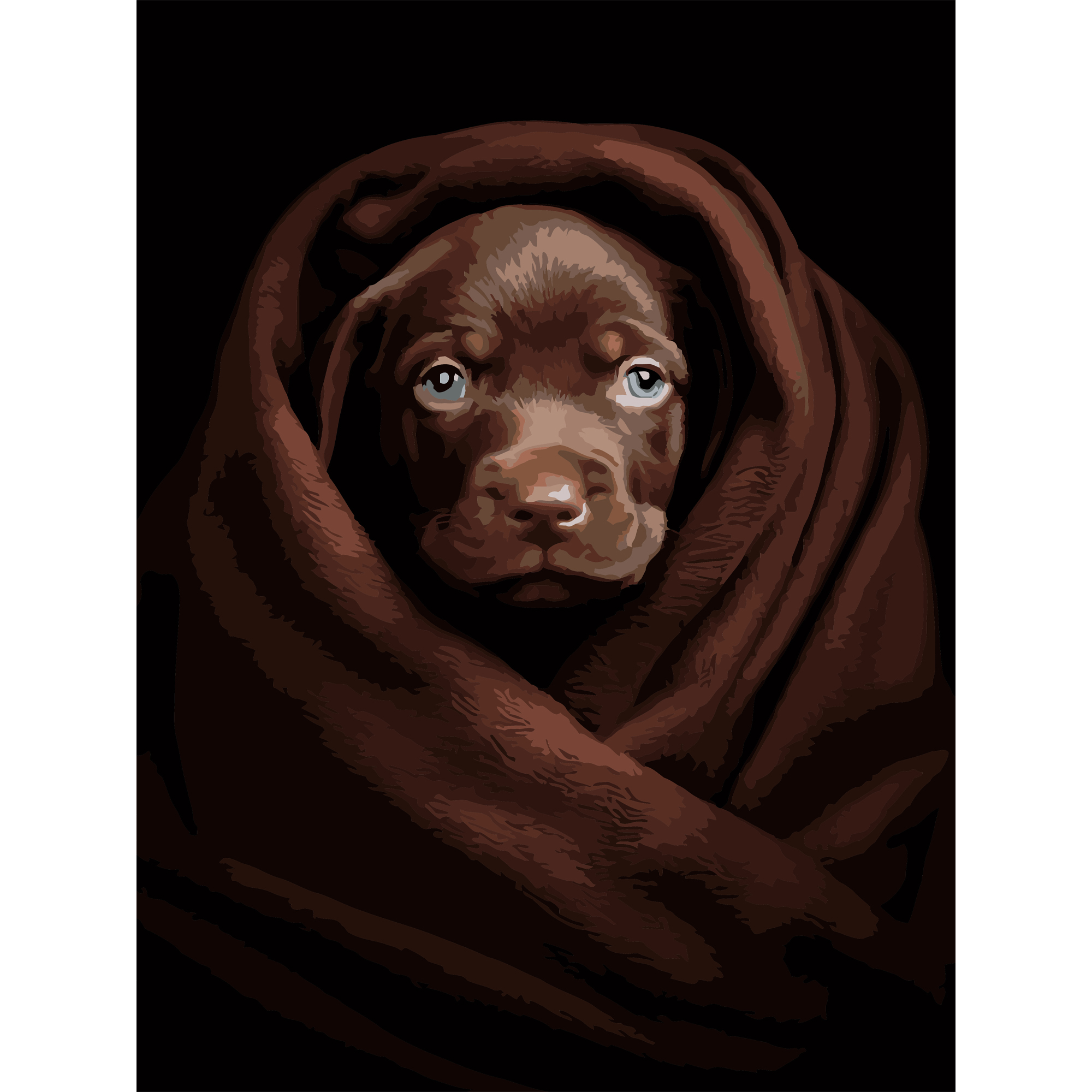 Dog in fruit on a black background 30Х40 (FH-26)