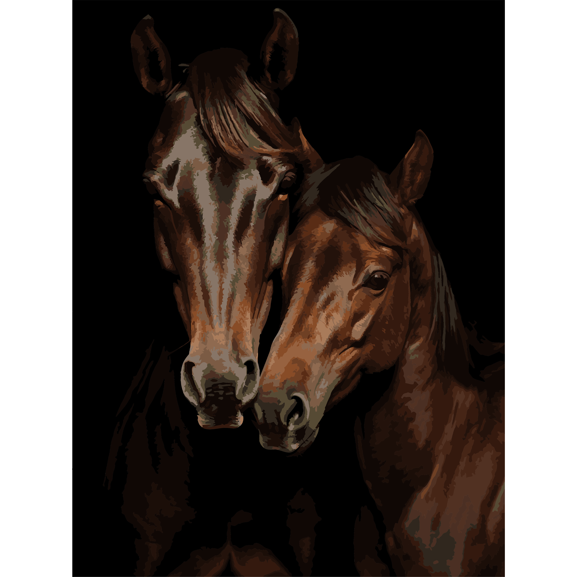 Horse couple on a black background 30Х40 (FH-29)