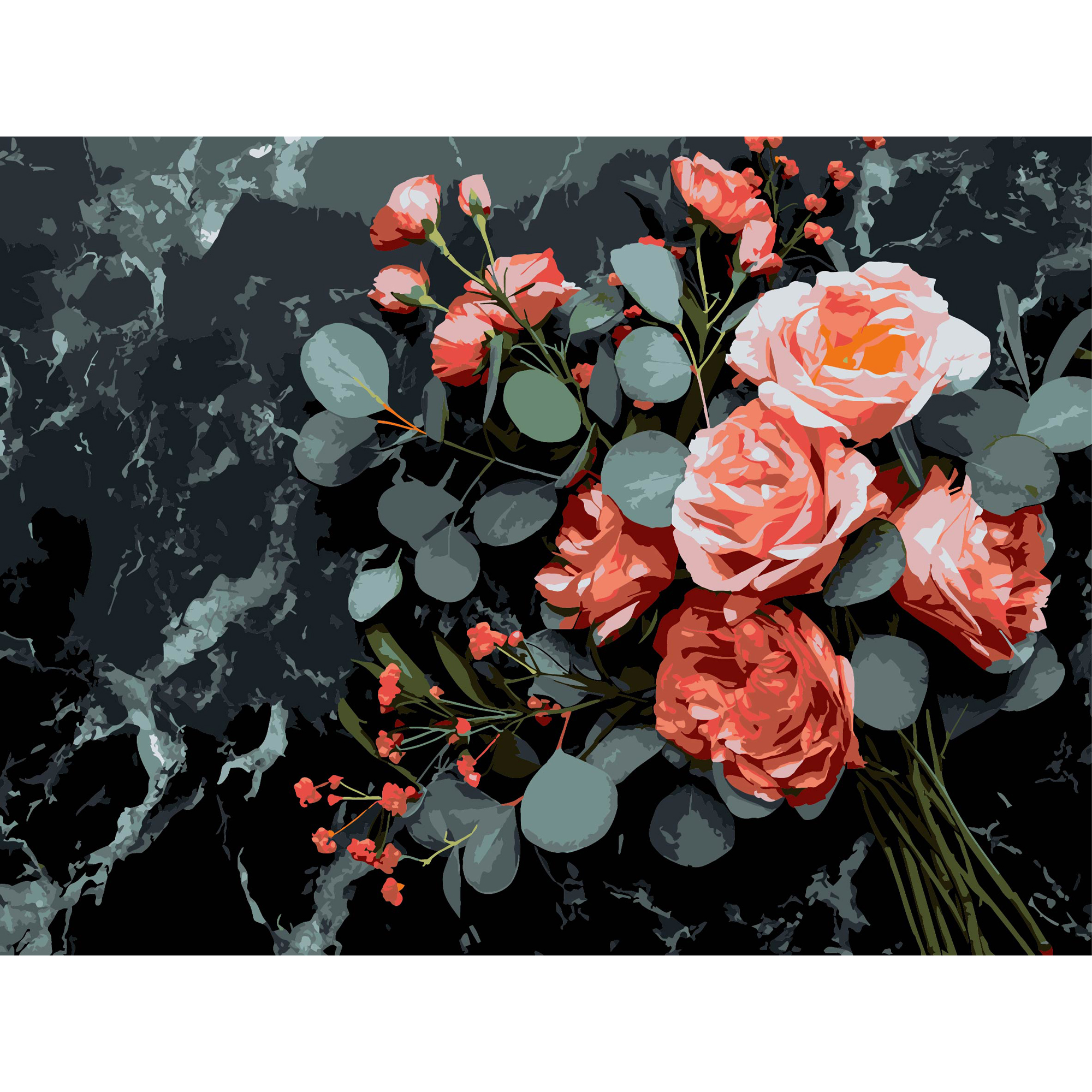 Flower bouquet on a black background 30Х40 (FH-31)