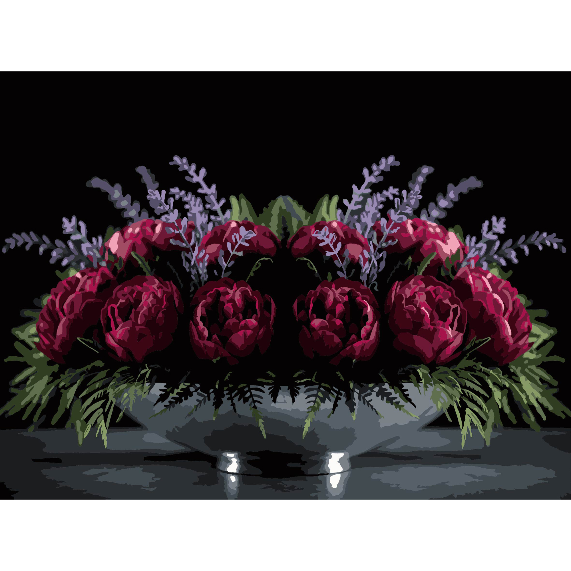 Цветочное настроение на черном фоне 30Х40 (FH-38)