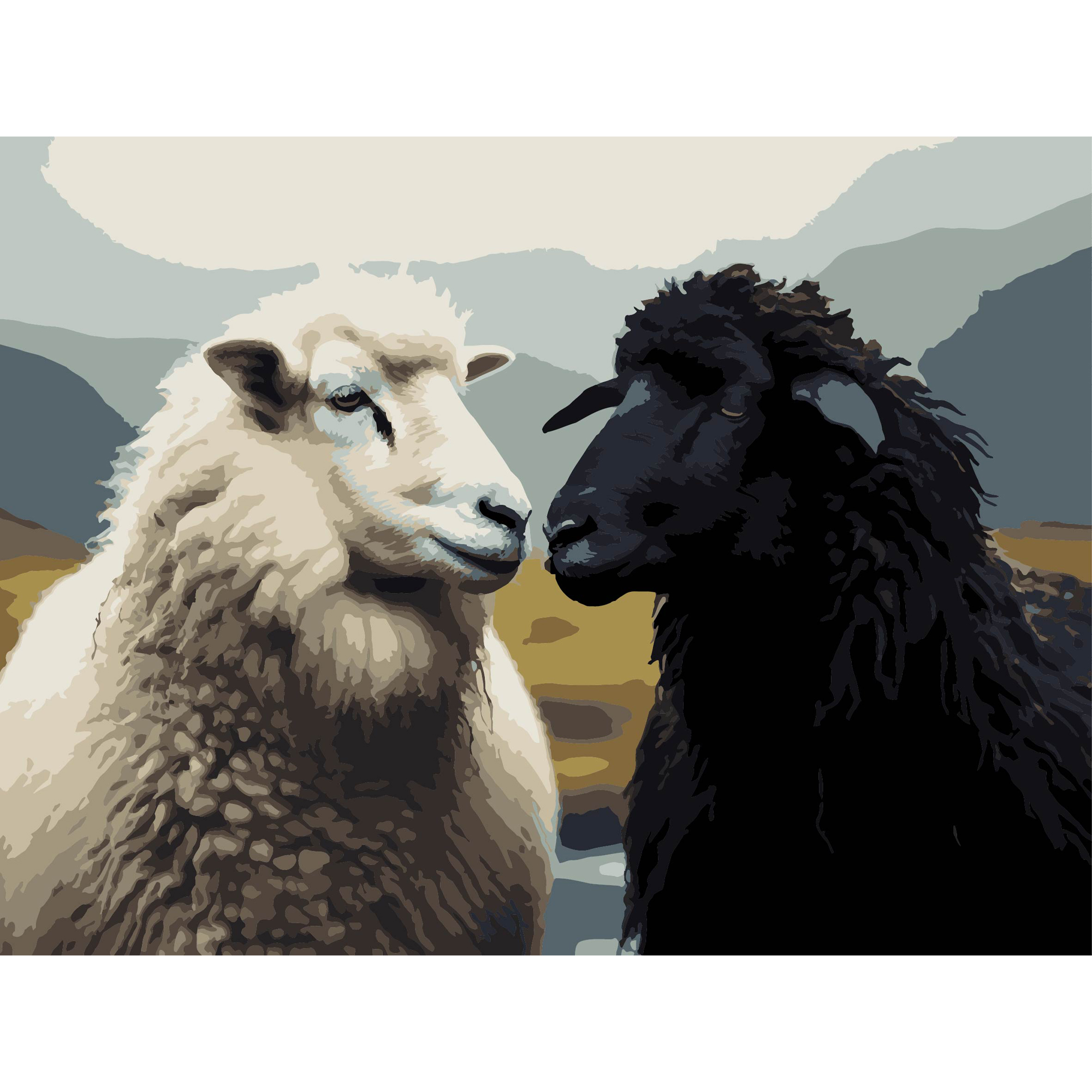 Couple of sheep on a black background 30Х40 (FH-40)