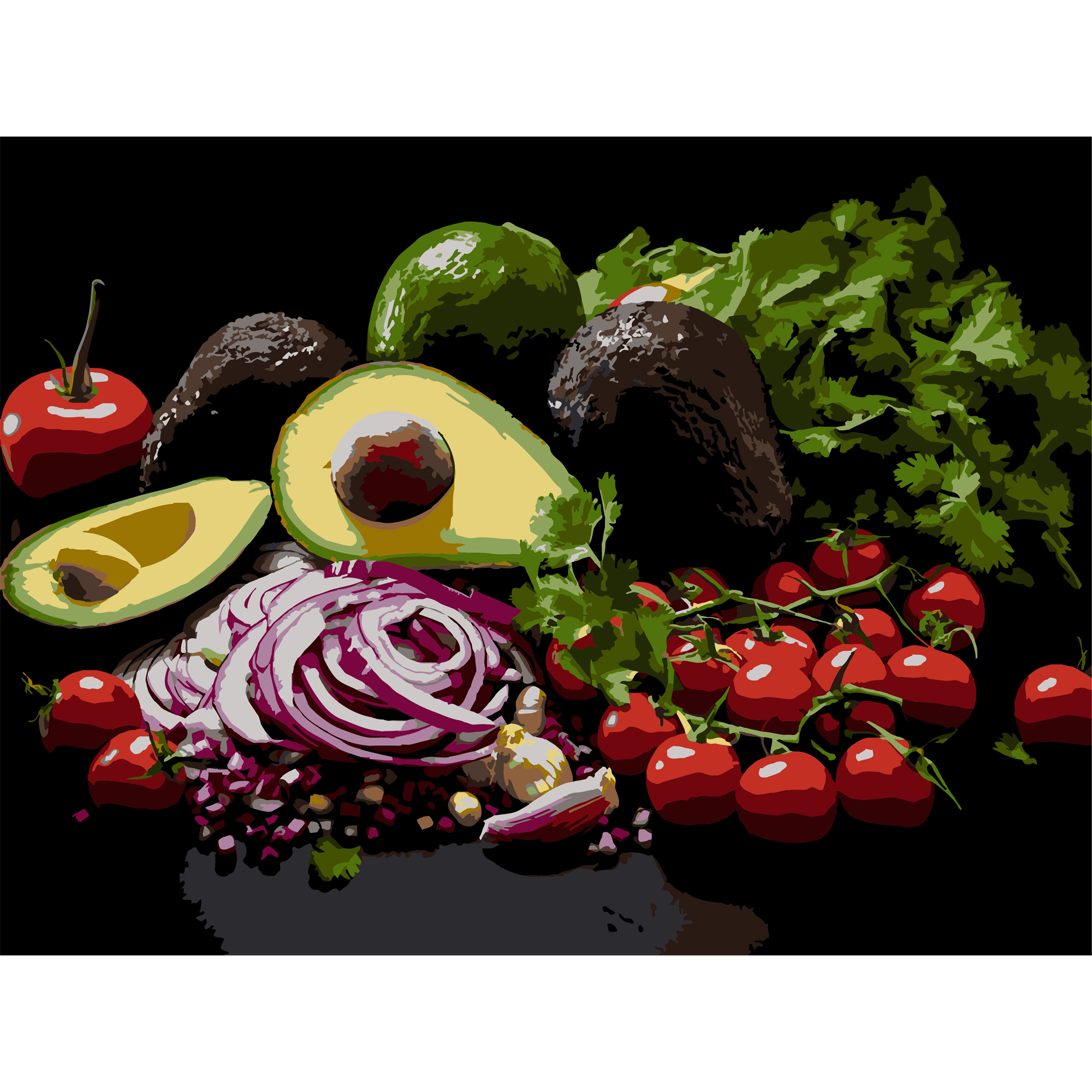 Juicy avocado on a black background 30Х40 (FH-42)