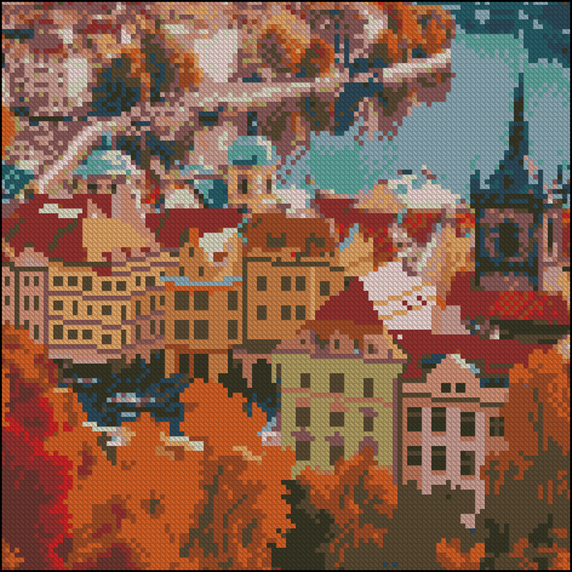 Алмазна картина Strateg Осіннє місто 30х30 (FZ3030-27)