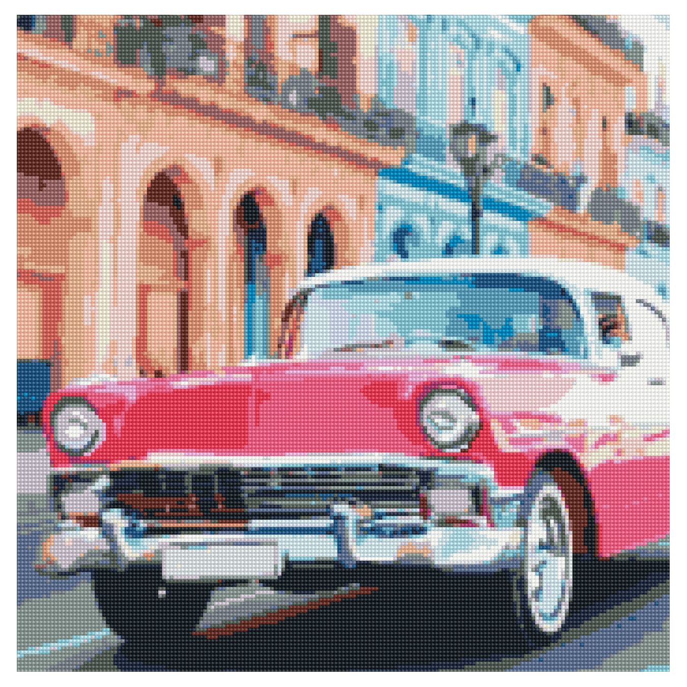 GA0007 "Havana pink car", 50x50 cm