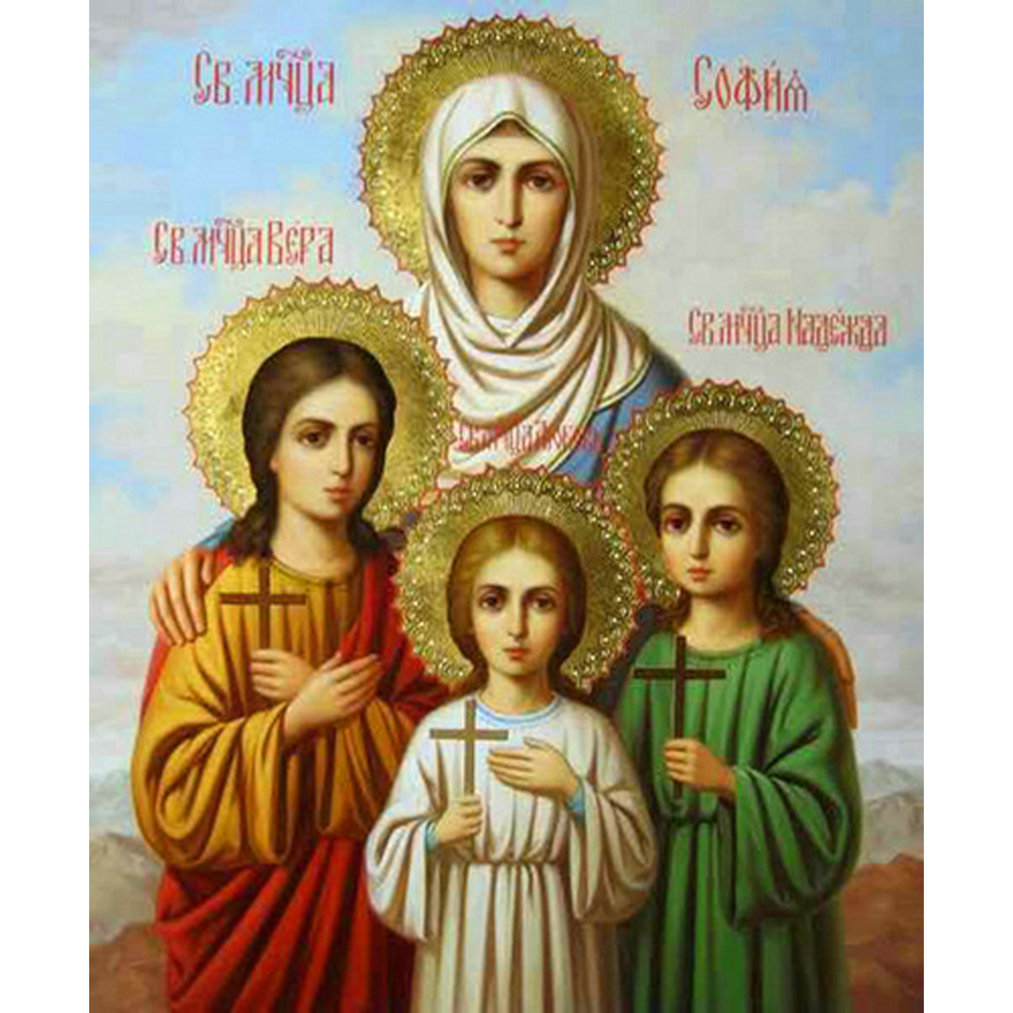 Icon of Faith, Hope, Love and their mother Sophia size 40x50 cm cr (GC71302)