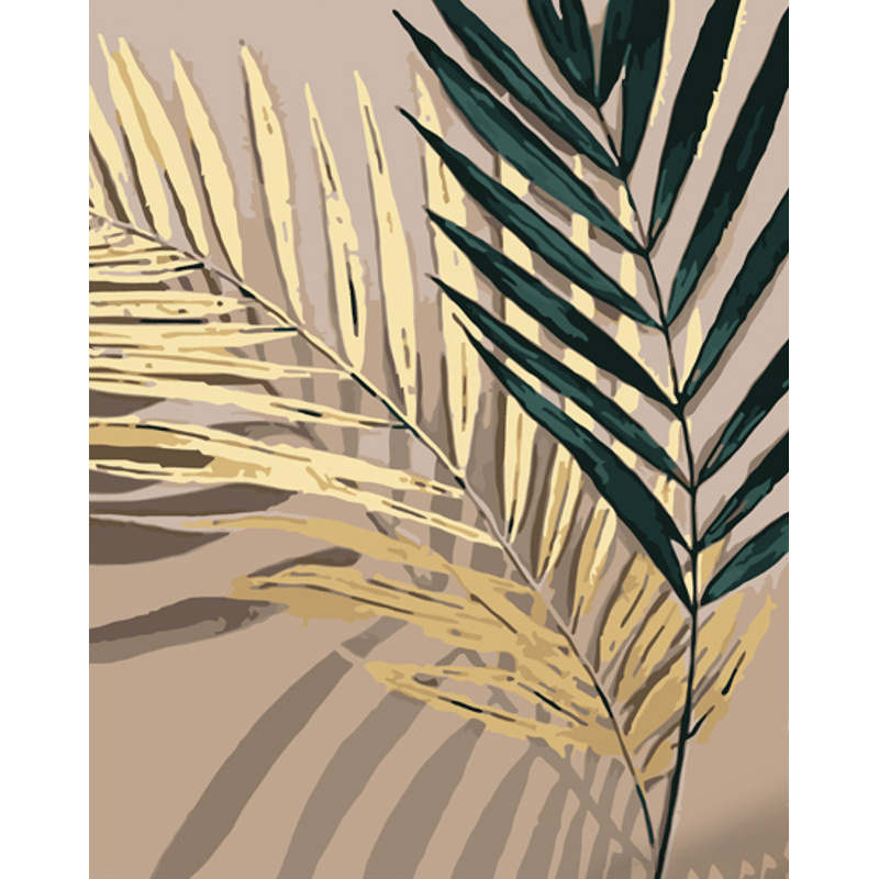 Gold and green leaves with varnish size 40x50 cm (GS1090)