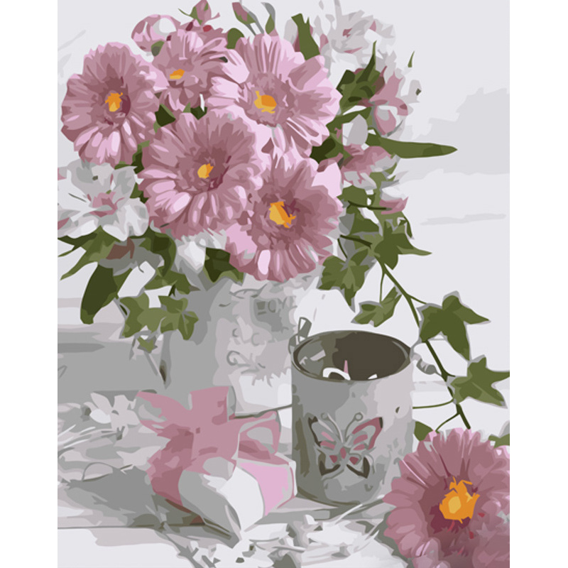 Gerbera and a gift with varnish size 40x50 cm (GS1236)