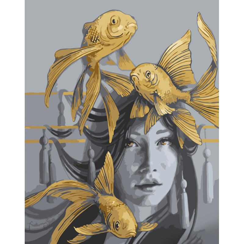 Goldfish with varnish size 40x50 cm (GS1253)