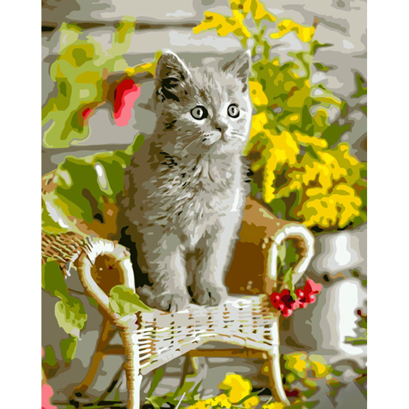 Cat in an armchair with lacquer and a size of 40x50 cm (GS1381)