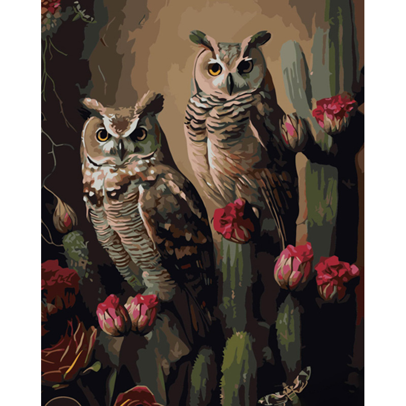 Interested owls with lacquer and a size of 40x50 cm (GS1399)