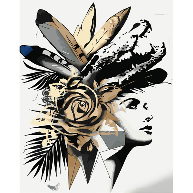Composition on the head with lacquer and a size of 40x50 cm (GS1430)