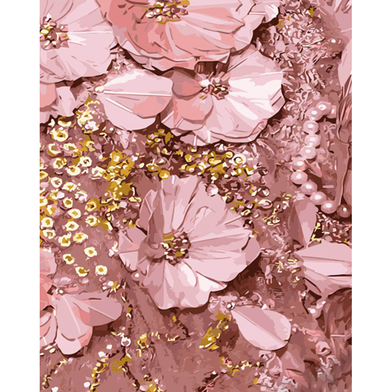 Pink flowers with lacquer and a size of 40x50 cm (GS1450)
