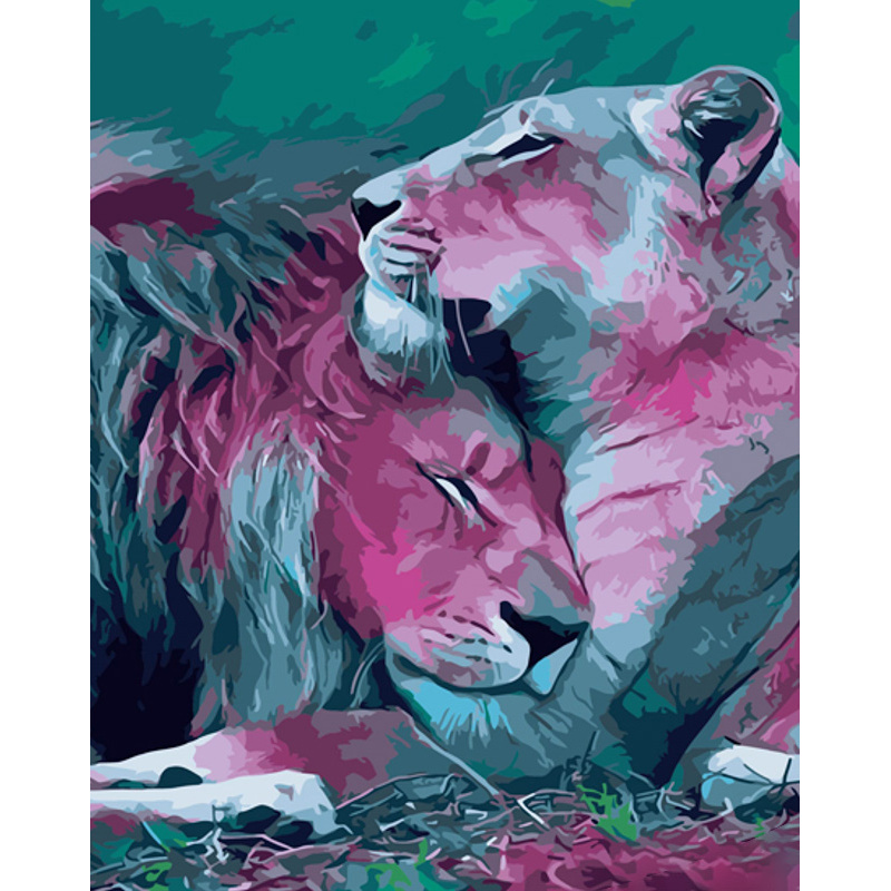 Love of lions with varnish and with an increase in size 40x50 cm (GS1460)