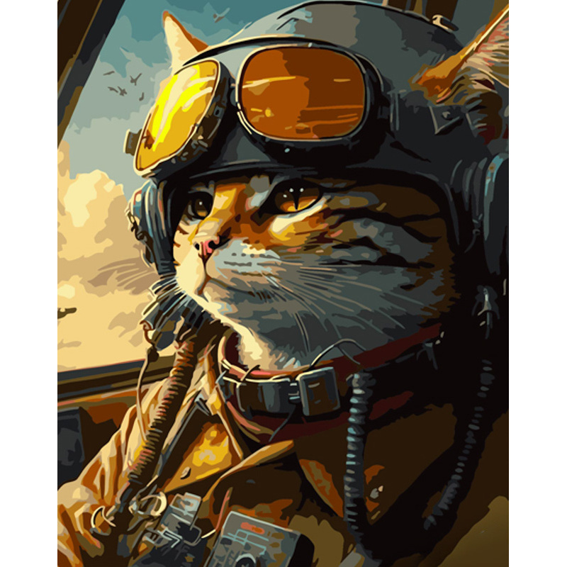 Pilot cat with varnish and with an increase in size 40x50 cm (GS1489)