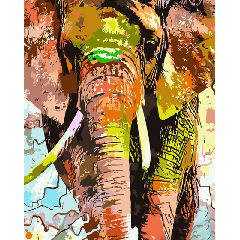 Elephant in paints with varnish and with an increase in size 40x50 cm (GS1493)
