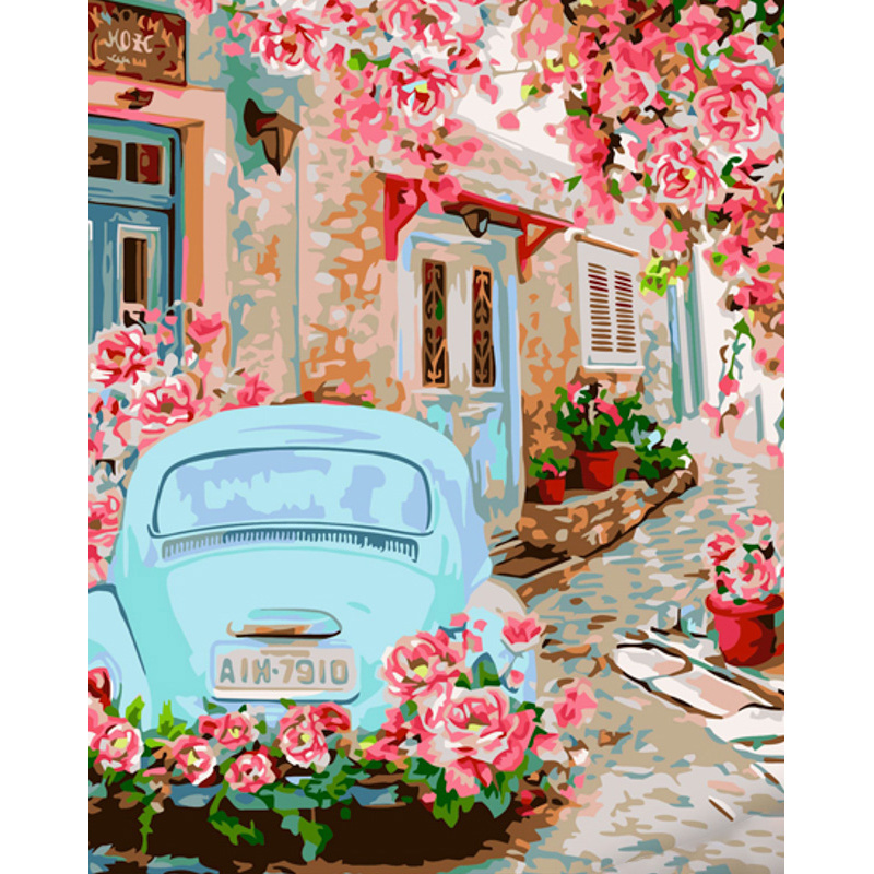 Retro car in colors with varnish and with an increase in size 40x50 cm (GS1524)