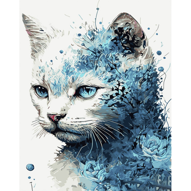 Blue cat with varnish and with an increase in size 40x50 cm (GS1534)