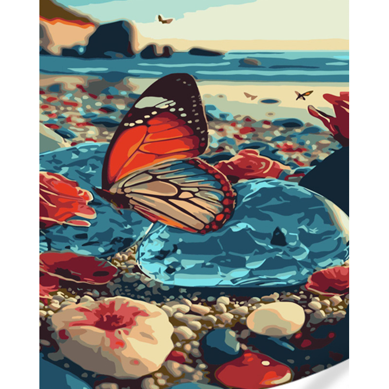 Butterfly on the seashore with varnish and with an increase in size 40x50 cm (GS1535)