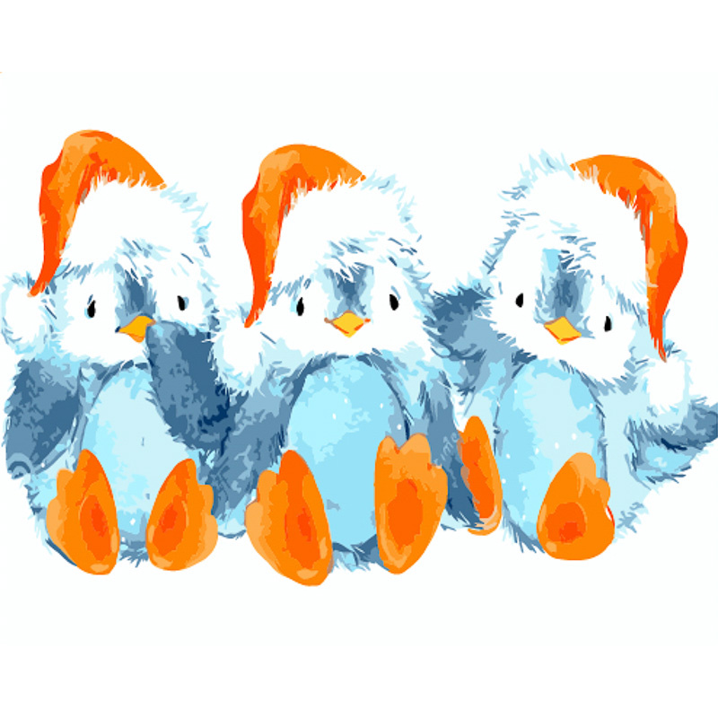 Penguins with varnish and level, 40x50 cm (GS1560)